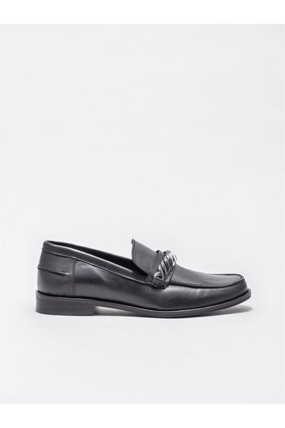 Elle Shoes Siyah Deri Kadın Loafer - 1