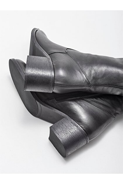 Elle Shoes Siyah Deri Kadın Çizme - 4