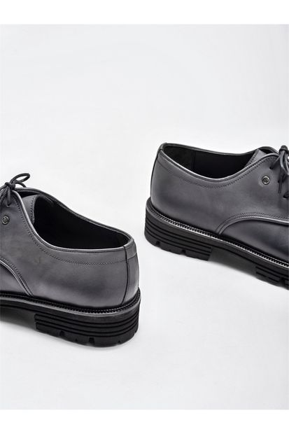 Elle Shoes Gri Deri Erkek Klasik Ayakkabı - 4