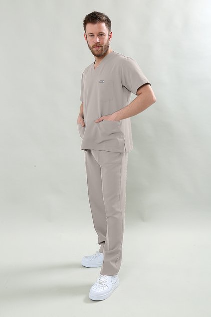 Comfort Erkek Gri Scrubs Cerrahi Medikal Takım