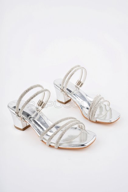 Girl's Ankle Stoned Heeled Evening Shoes
