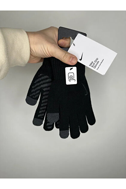 Nike TECH KINDER SCHWARZE STRICK-WINTERHANDSCHUHE (MIT  TOUCHSCREEN-FUNKTION)- Trendyol