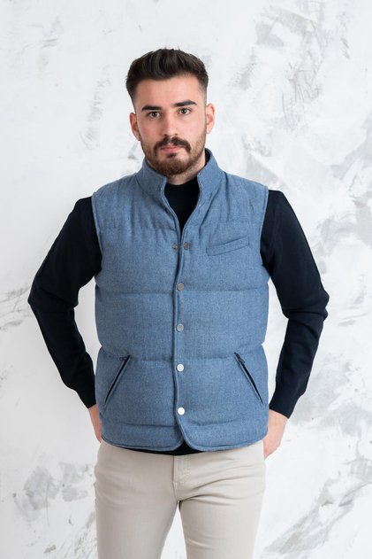 Slimfit Men's Puffer Vest with Snap Fasteners