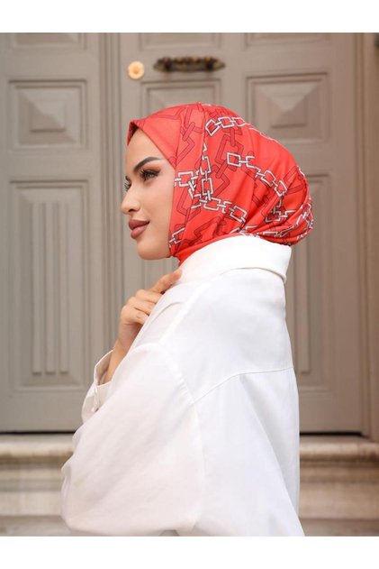DESENLİ Çıtçıtlı Hazır Pratik Hijab Günlük ve Havuz Bone Tesettür Kadın Şal Eşarp