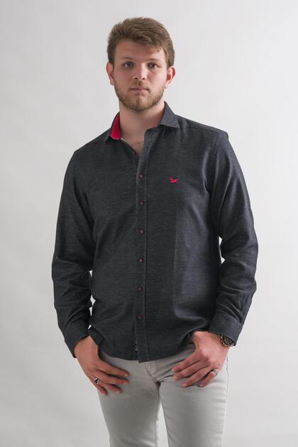 Slimfit Cotton Garnished Winter Thick Fabric Men's Shirt