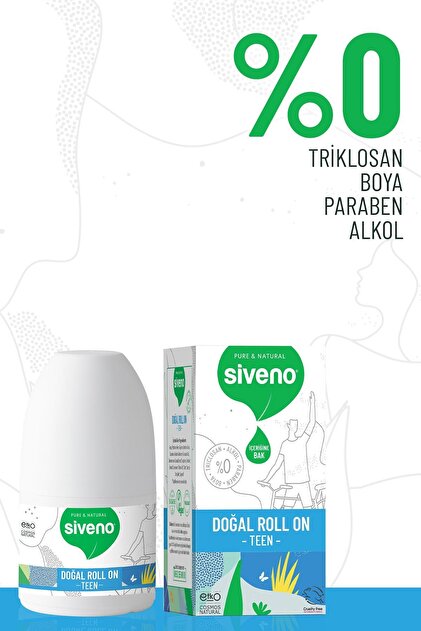 Siveno %100 Doğal Roll-on Teen Blue Genç Erkek Deodorant Ter Kokusu Önleyici Bitkisel Lekesiz Vegan 50 ml - 3