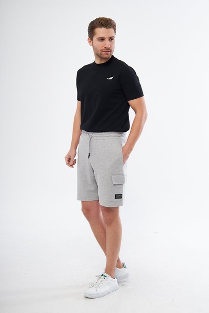 Men's 3 Thread Diagonal Cargo Pocket Casual Shorts Gray