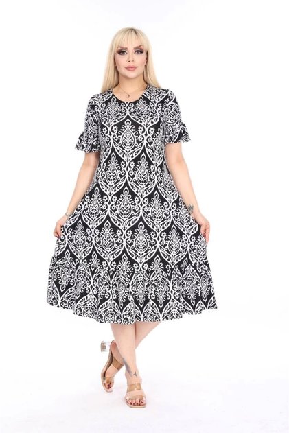 Women's Plus Size Skirt Ruffle Pocket Viscose Fabric Stretchy Short Sleeve Dress