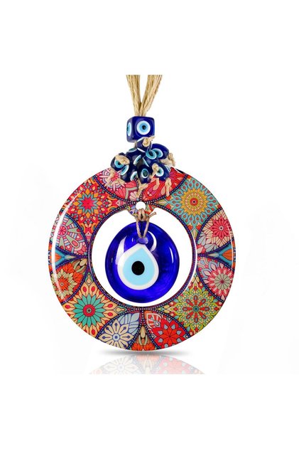 Mandala Ahşap Nazar Boncuğu Duvar Süsü 13 Cm Çap - Ev, Balkon, Ofis Dekor - El Yapımı Nazarlık