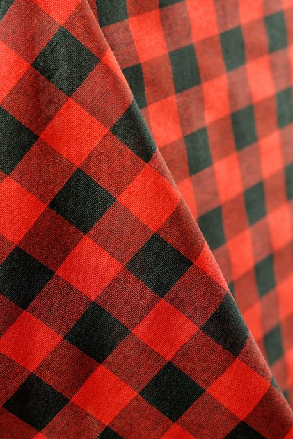 Black Red White Large Checkered Zephyr Fabric (1 Meter)