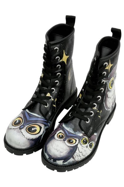 Kadın Vegan Deri Siyah Uzun Bot - Owls Family Tasarım