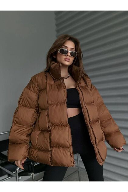YASMİN KISA KAPİTONE KAHVE MONT