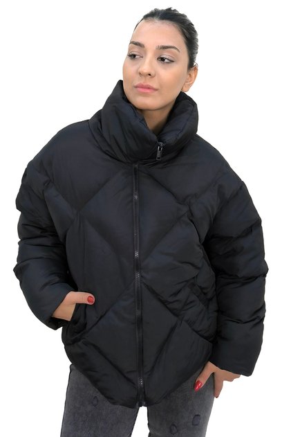 Turtleneck Baklava Pattern Puffer Jacket