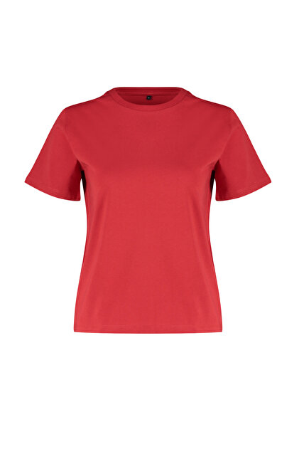 トップス DAILY S/S T-SHIRT #290602 - RED / XL Trendyolmilla Kırmızı %100 Pamuk Basic Bisiklet Yaka Örme T-Shirt