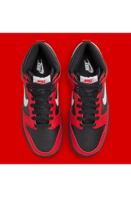 dunk high red and black