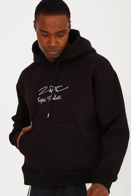 2pac Signature Oversize Unisex Siyah Sweatshirt
