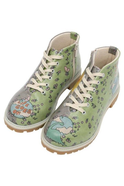 Botine multicolore din piele vegană de damă - Life Goes On Design
