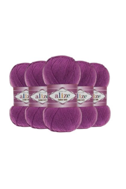Cotton Gold Hand Knitting Yarn 5 Pack Purple 122