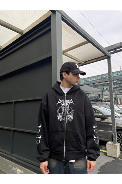 ZEMLİYA Baskılı Fermuarlı Kapşonlu SWEATSHIRT - Fiyatı, Yorumları