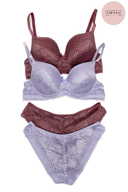 Women's Non-Padded Lace Underwire Bra Set of 2 - Dowry Package - Gift - Boxed