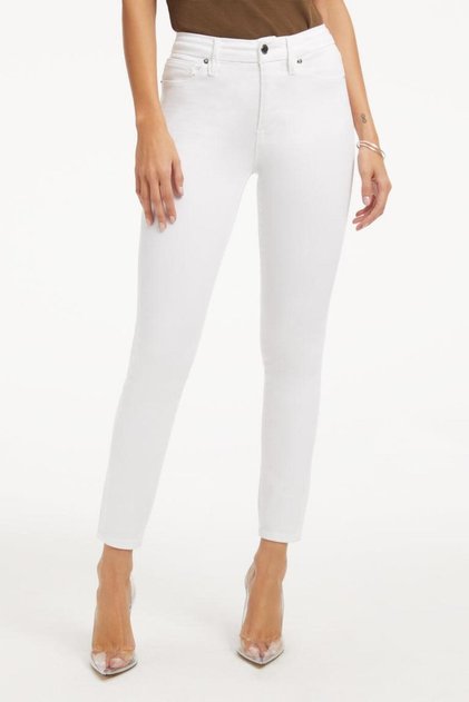 Pantaloni albi skinny skinny cu talie înaltă