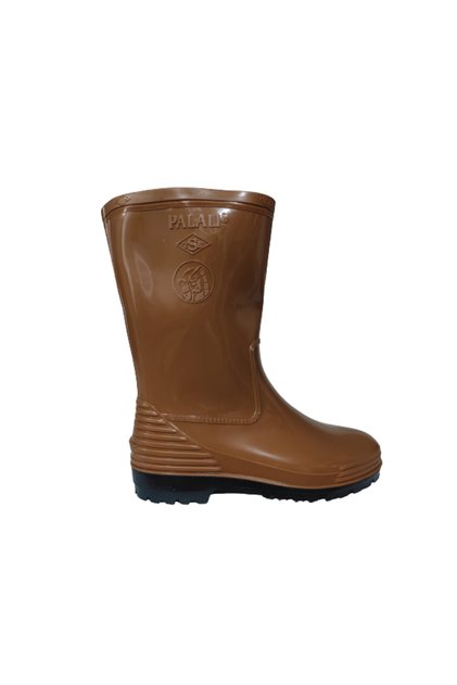 Palalı Unisex Light Brown Black Sole Short Rain Boots