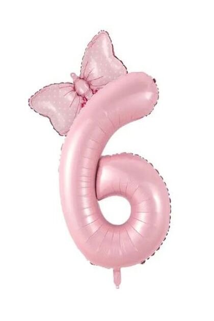 Best Pink Number Bow Foil Balloon Set Age 6