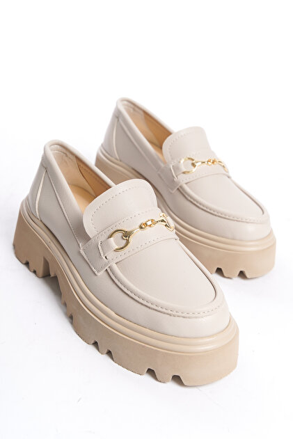 Women's Thick Sole Chain Loafer Casual Shoes