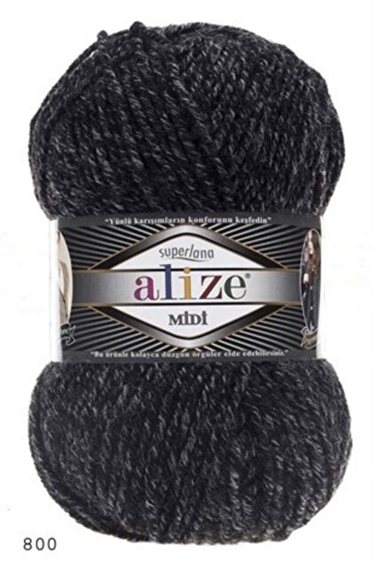 Alize 5 Adet Süperlana Midi Jaspe Antrasit 800 El Örgü İpi Yelek