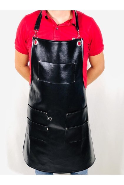 Leather Butcher Apron Barber Hairdresser Apron Adjustable Leather Strap Pocket Apron Model Types
