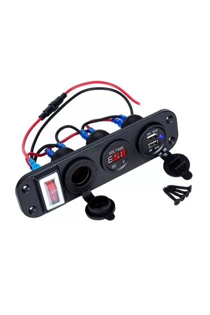 Çift Usb Araç Şarj Soketi Voltmetre Çakmaklık 12v Aç Kapa Anahtarlı