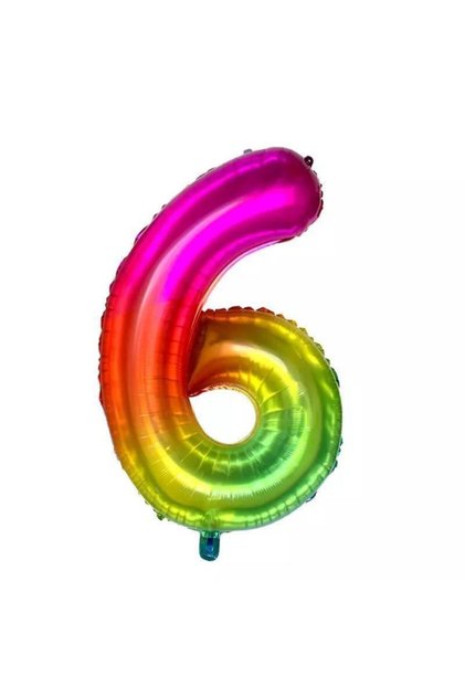 بالون رقم 6 بألوان قوس قزح 100 سم