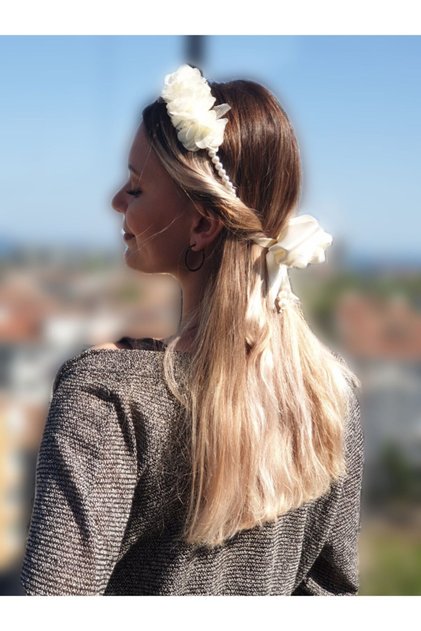 Melkady 240eu - Meelina Bow Dangle Flower Crown with Pearls
