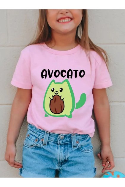 Girl's AVOCATO Printed Pink Combed Cotton T-Shirt