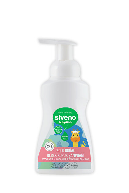 Siveno %100 Doğal Bebek Köpük Şampuanı Yenidoğan Saç ve Vücut İçin Nemlendirici Bitkisel Vegan 250 ml - 2