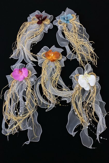Mixed Color Orchid Bundle Ornament, Bride Groom Dowry Wedding Wedding Wedding Engagement Engagement Convoy Circumcision Henna Ornament 5 Pcs