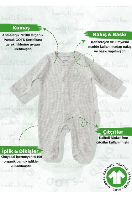 Organic Baby Jumpsuit - Gray Melange| 100% Organic Cotton Waffle Fabric And Gots Certified