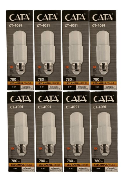 CT-4091 8W 3200K (Günışığı) E27 Duylu Led Ampul (8 Adet)