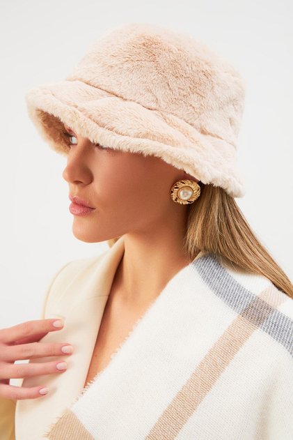 Rabbit Feather Bucket Plush Hat