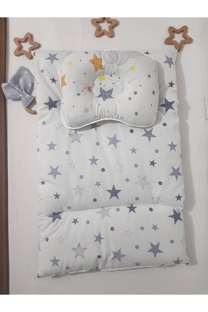 Double Sided Bottom Opening Cushion Gray (WITH HEAD CORRECTION PILLOW and TEETHER WOODEN RING GIFT)