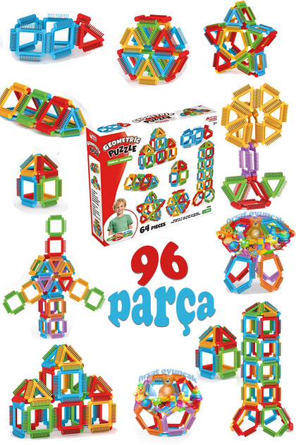 Fırsat Oyuncak Oyuncak Geometrik Puzzle 64 Parça Eğitici Zeka