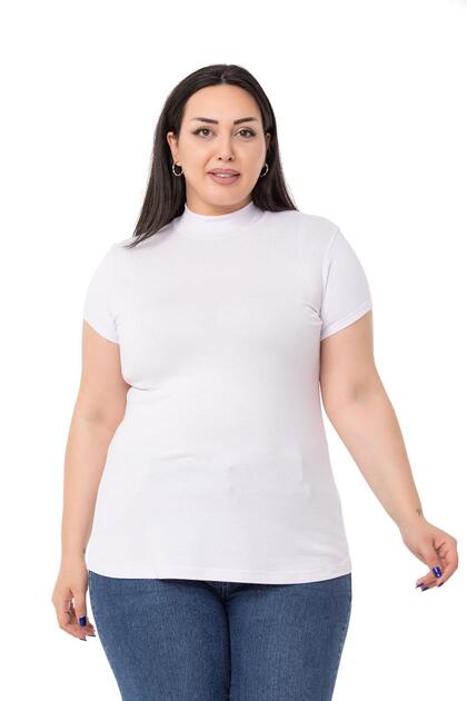 Large Size Half Fisherman Short Sleeve Viscose White Body
