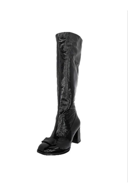 Crinkled Patent Leather Boots