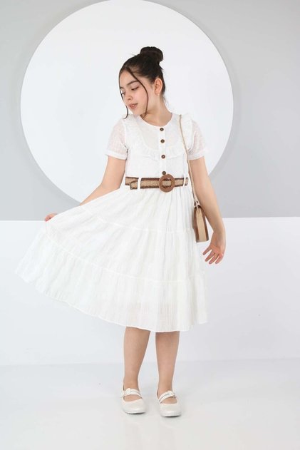 Bag Belted Front Buttoned Two Color Dress