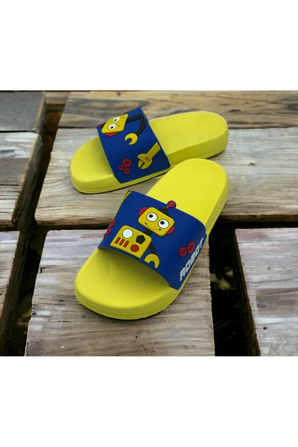 BOY'S SLIPPERS SINK STREET SEA BEACH POOL SLIPPERS ROBOT PATTERNED