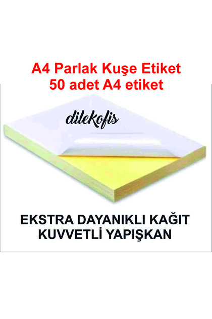 A4 PARLAK KUŞE ETİKET LAZER & INKJET 50 Lİ PAKET