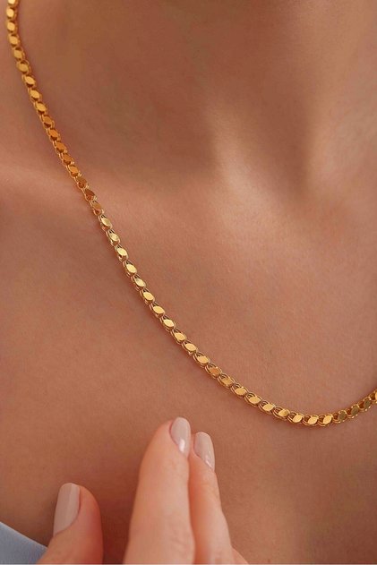 Gümüş 3,5 Mm Arpa Pullu Zincir Kolye