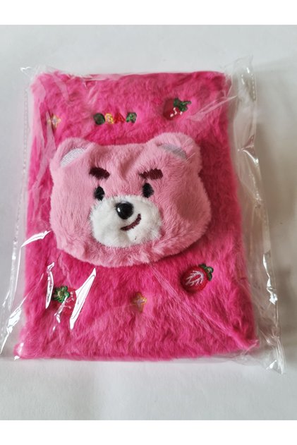 Ayıcık Figürlü Anı Defteri Peluş Hatıra Defteri 20x15cm Çizgili 80 Yaprak