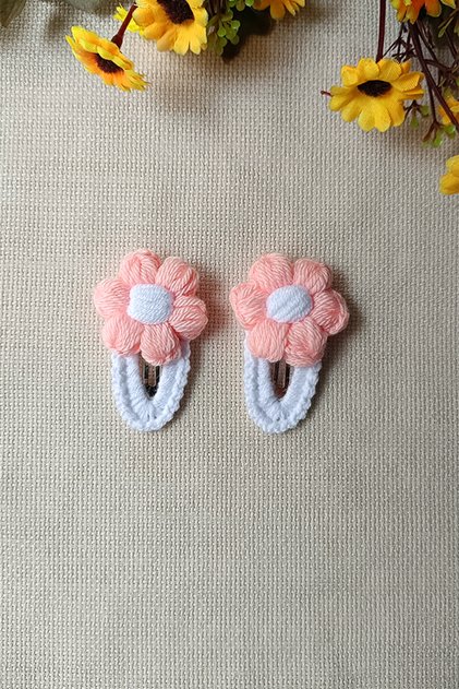 Girl's Snap Hair Clip Hair Accessory Salmon White Daisy Mesh / Baby Hair Clip - Girl's Hair Clip