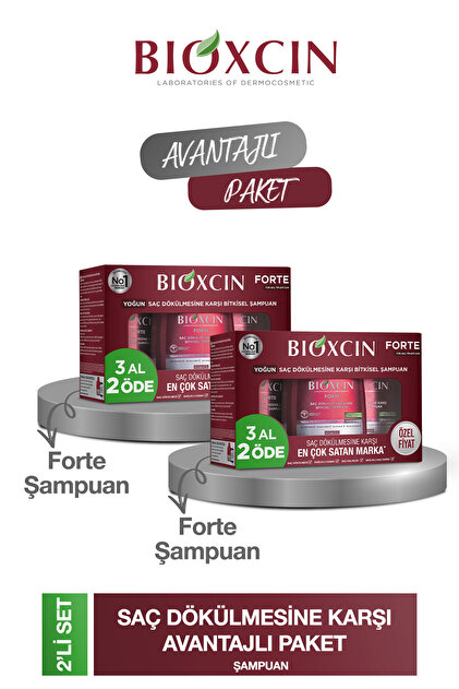 Forte Şampuan 3'lü Set 2 Adet ( 6 X 300 ml ) Yoğun Dökülme Karşıtı Şampuan